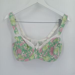 Curve Muse Lingerie Womens Floral Lace Underwire Bra Size 40D White Green NWT